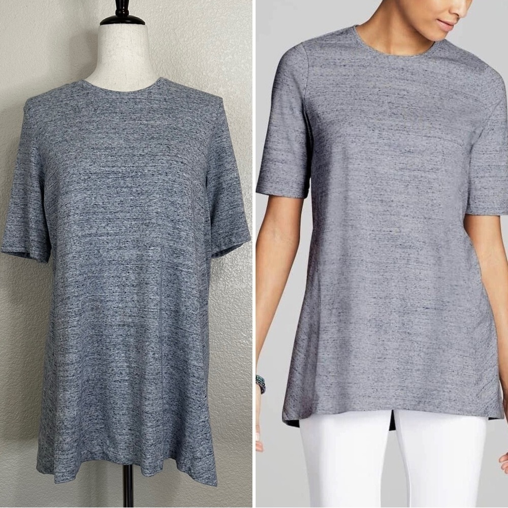 J. Jill Purejill Pima Cotton Blend Blue Heathered Tunic Top, Sz Medium